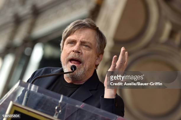 Actor Mark Hamill is honored with star on the Hollywood Walk of Fame on March 8, 2018 in Hollywood, California.