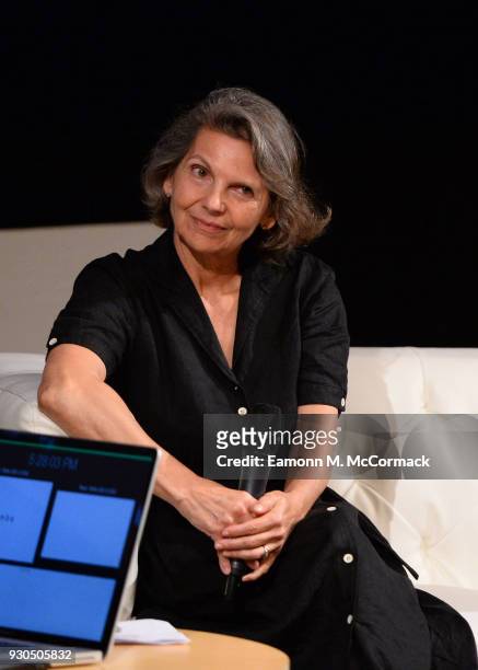 Marian Lacombe on stage during Qumra Talks: On Photography on day three of Qumra, the fourth edition of the industry event by the Doha Film Institute...