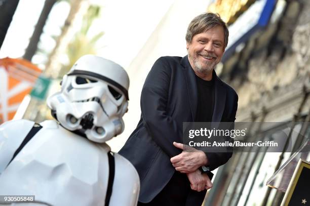 Actor Mark Hamill is honored with star on the Hollywood Walk of Fame on March 8, 2018 in Hollywood, California.