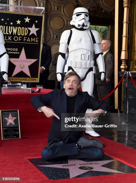 Actor Mark Hamill is honored with star on the Hollywood Walk of Fame on March 8, 2018 in Hollywood, California.