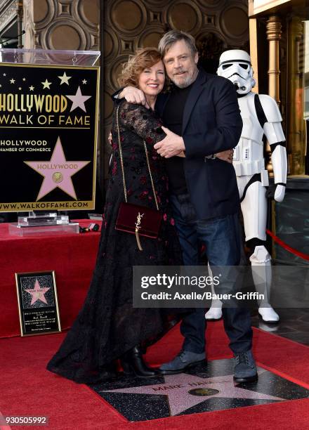 Actor Mark Hamill and wife Marilou York attend the ceremony honoring Mark Hamill with star on the Hollywood Walk of Fame on March 8, 2018 in...