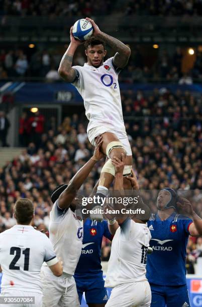 Courtney Lawes of England during the NatWest 6 Nations Crunch match between France and England at Stade de France on March 10, 2018 in Saint-Denis...