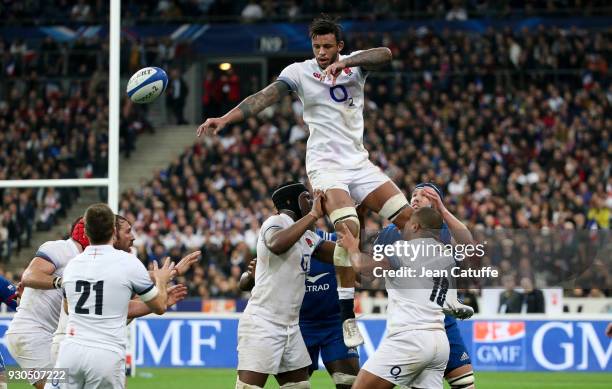 Courtney Lawes of England during the NatWest 6 Nations Crunch match between France and England at Stade de France on March 10, 2018 in Saint-Denis...