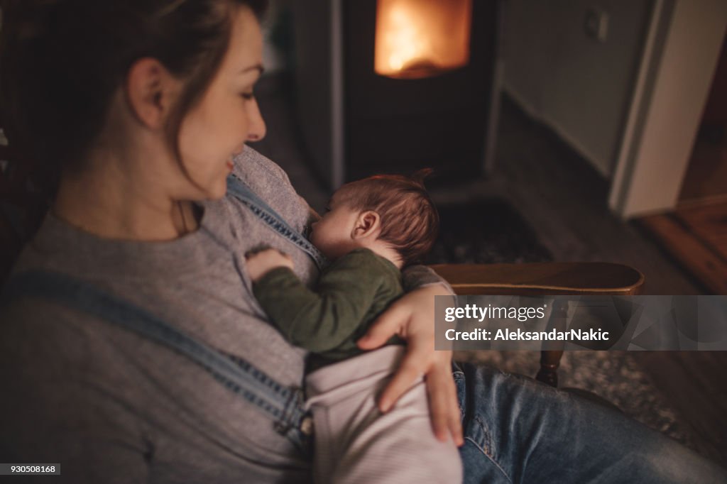 Mommy and baby in a rocking chair