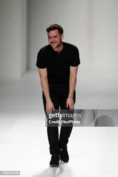 Portuguese fashion Designer David Ferreira during the 50th edition of Moda Lisboa Fashion Week at Pavilhao Carlos Lopes in Lisbon on March 11, 2018.