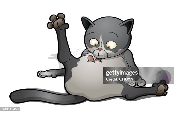 cat preening - animal toe stock illustrations