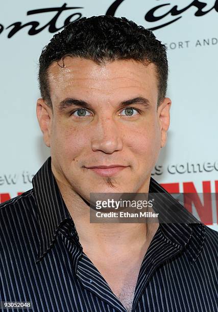 Mixed martial artist Frank Mir arrives at the grand opening of comedian/impressionist Frank Caliendo's show, "The New Faces of Las Vegas Comedy" at...