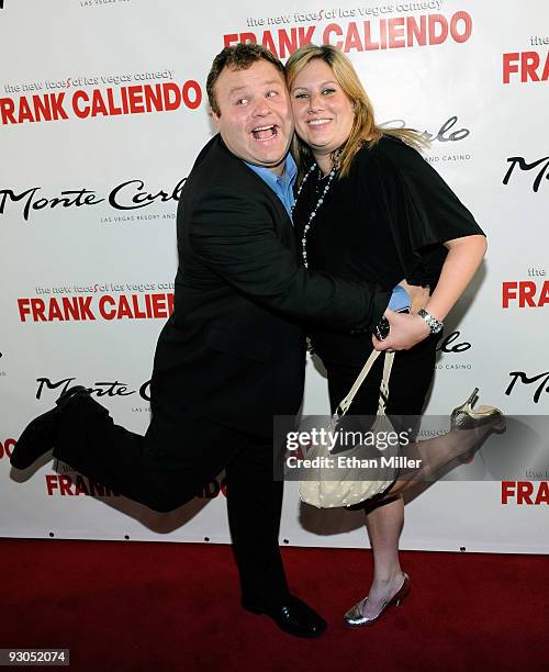 Comedian/impressionist Frank Caliendo and his wife Michele Caliendo arrive at the grand opening of his show, "The New Faces of Las Vegas Comedy" at...