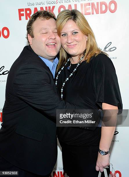 Comedian/impressionist Frank Caliendo and his wife Michele Caliendo arrive at the grand opening of his show, "The New Faces of Las Vegas Comedy" at...
