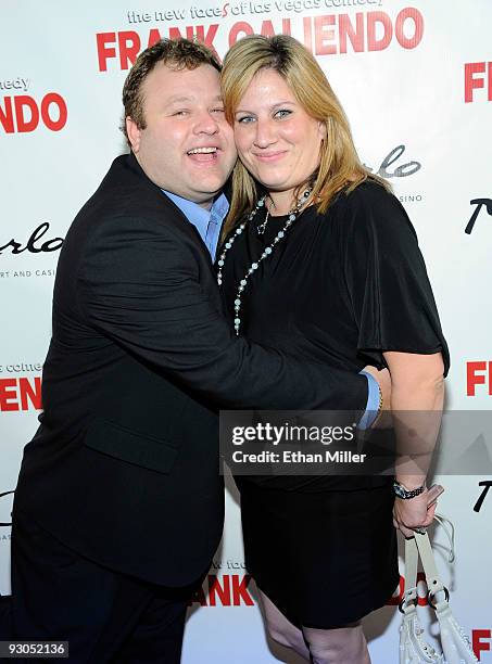 Comedian/impressionist Frank Caliendo and his wife Michele Caliendo arrive at the grand opening of his show, "The New Faces of Las Vegas Comedy" at...