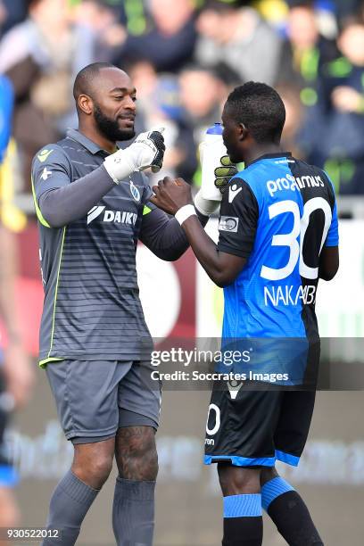 Kenneth Vermeer of Club Brugge, Marvelous Nakamba of Club Brugge during the Belgium Pro League match between Sint Truiden v Club Brugge at the Stayen...