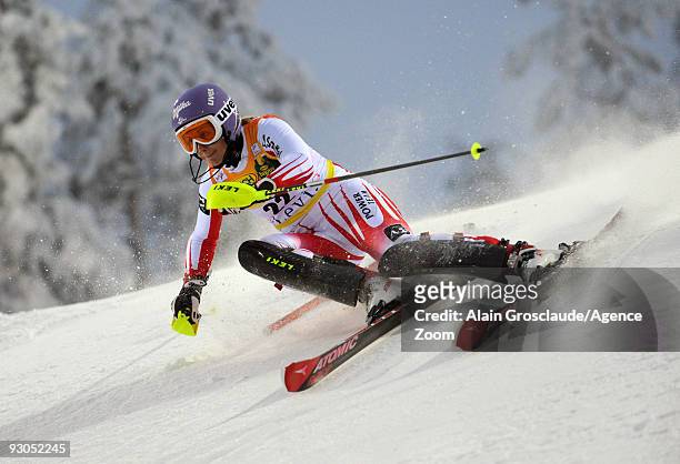 Michaela Kirchgasser of Austria competes during the Alpine FIS Ski World Cup Women's Slalom on November 14, 2009 in Levi, Finland.