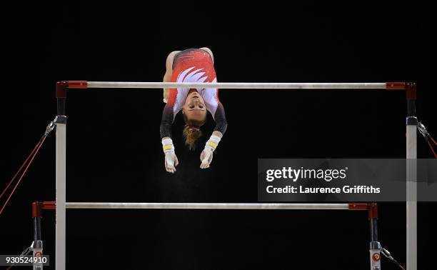 Amy Tinkler of South Essex Gymnastics Club competes on the Uneven Bars in the WAG Senior Apparatus Final during the Gymnastics British Championships...