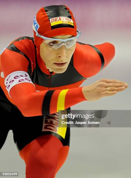 Anni Friesinger-Postma of Germany competes in the 1500m race during the Essent ISU speed skating World Cup at the Thialf Stadium on November 14, 2009...