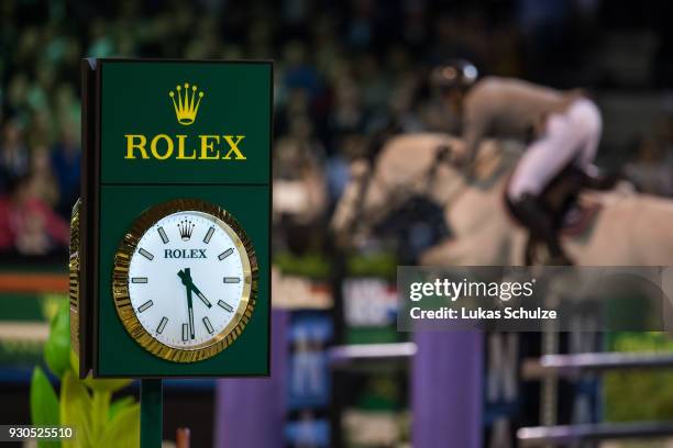 The clock of Rolex is seen during the The Dutch Masters: Rolex Grand Slam of Showjumping at Brabanthallen on March 11, 2018 in 's-Hertogenbosch,...