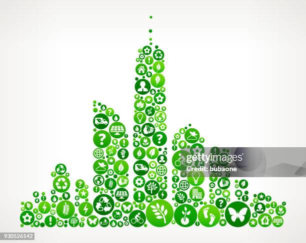 city skyline nature and environmental conservation icon pattern - solar panel construction stock illustrations