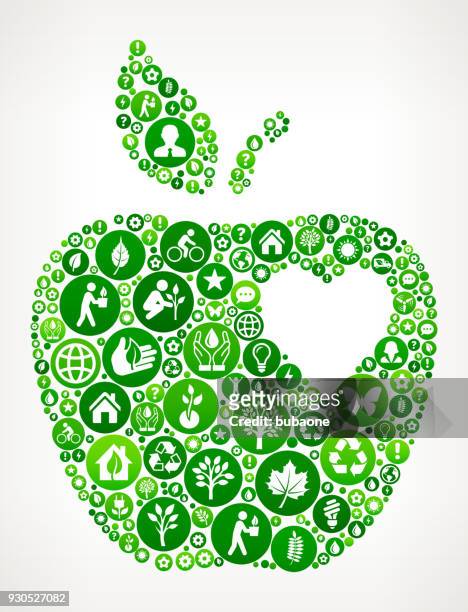 apple love nature and environmental conservation icon pattern - maple leaf heart stock illustrations