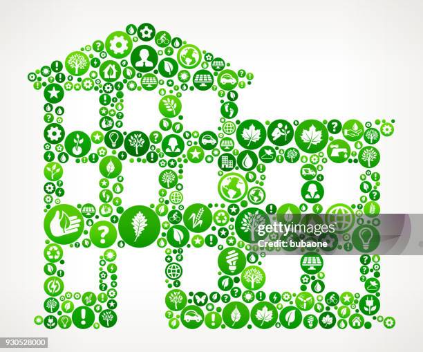 building nature and environmental conservation icon pattern - solar panel construction stock illustrations