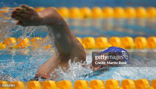 Paul Biedermann of Germany is seen in action during the men's 400m freestyle final during day one of the FINA/ARENA Swimming World Cup on November...