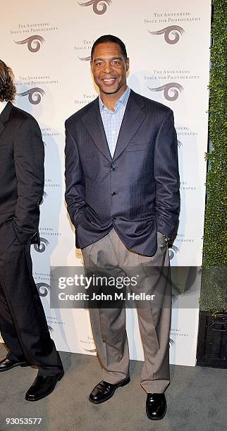 Former NFL Player Marcus Allen attends the opening of SPORT: Iooss & Leifer at the Annenberg Space For Photography on November 13, 2009 in Century...