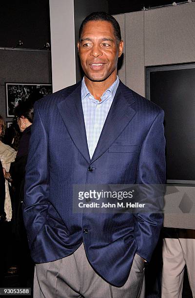 Former NFL Player Marcus Allen attends the opening of SPORT: Iooss & Leifer at the Annenberg Space For Photography on November 13, 2009 in Century...