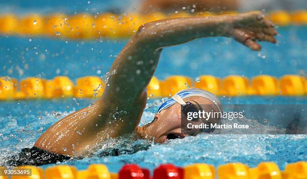 Alessia Filippi of Italy is seen in action during the women's 800m freestyle final during day one of the FINA/ARENA Swimming World Cup on November...