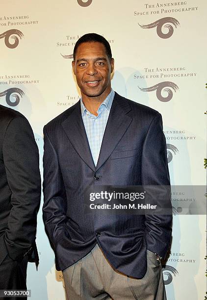 Former NFL Player Marcus Allen attends the opening of SPORT: Iooss & Leifer at the Annenberg Space For Photography on November 13, 2009 in Century...