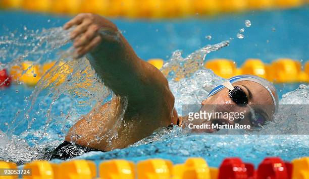 Alessia Filippi of Italy is seen in action during the women's 800m freestyle final during day one of the FINA/ARENA Swimming World Cup on November...