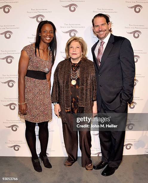 Professional Softball Player Natasha Watley, Wallis Annenberg and Charlie Annenberg attend the opening of SPORT: Iooss & Leifer at the Annenberg...