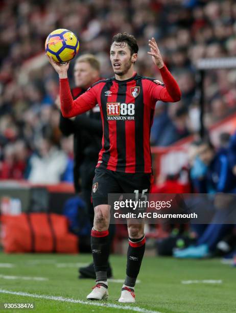 Adam Smith of Bournemouth during the Premier League match between AFC Bournemouth and Tottenham Hotspur at Vitality Stadium on March 11, 2018 in...