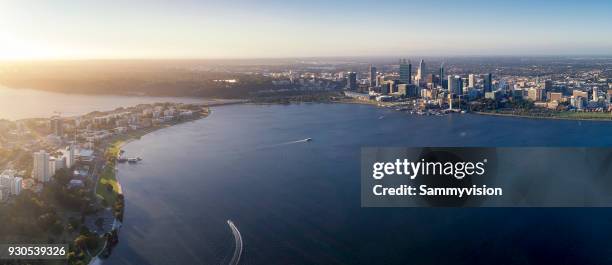 sunset of perth - perth cityscape stock pictures, royalty-free photos & images