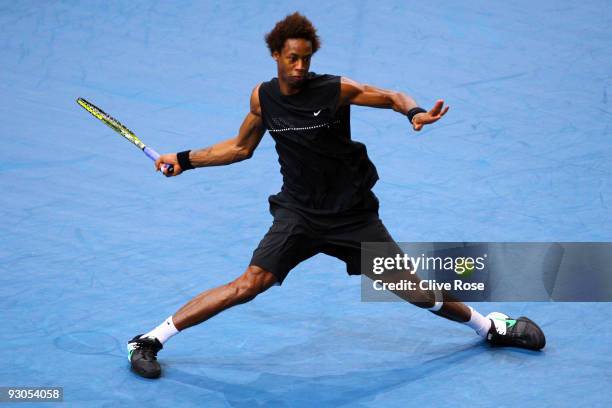Gael Monfils of France in action during his semi final match against Radek Stepanek of Czech Republic at the ATP Masters Series at the Palais...