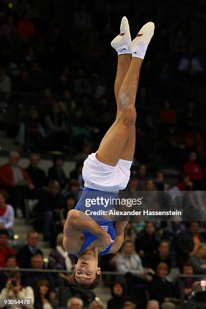 Alexander Shatilov of Israel competes at the floor during day one of the EnBW Gymnastics World Cup 2009 at the Porsche Arena on November 14, 2009 in...