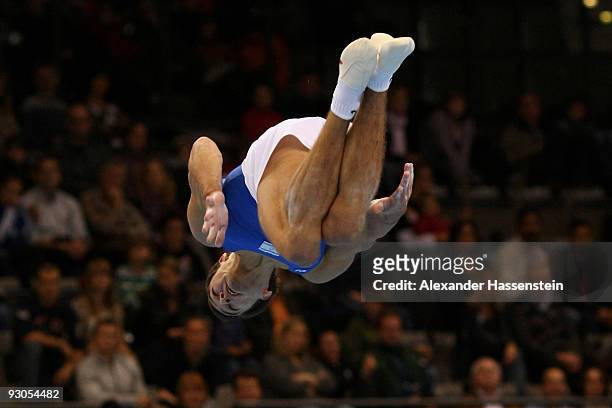 Alexander Shatilov of Israel competes at the floor during day one of the EnBW Gymnastics World Cup 2009 at the Porsche Arena on November 14, 2009 in...