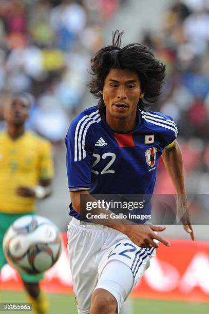 Yuji Nakazawa in action during the international match between South Africa and Japan at Nelson Mandela Bay Stadium on November 14, 2009 in Port...