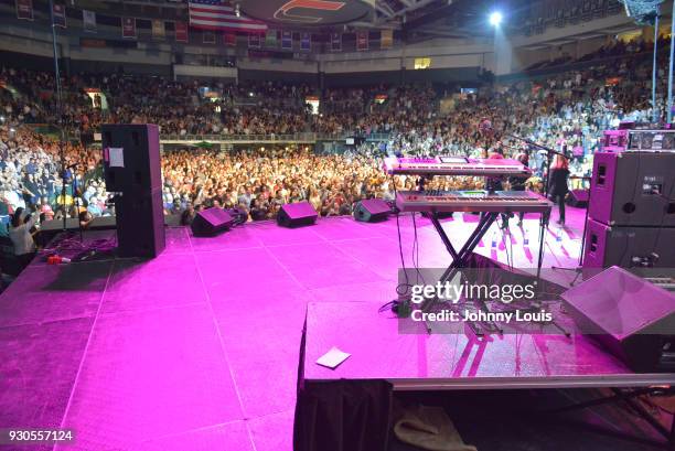 Ann Curless, Gioia Bruno and Jeanette Jurado of Expose perform during the Freestyle concert at Watsco Center on March 10, 2018 in Coral Gables,...