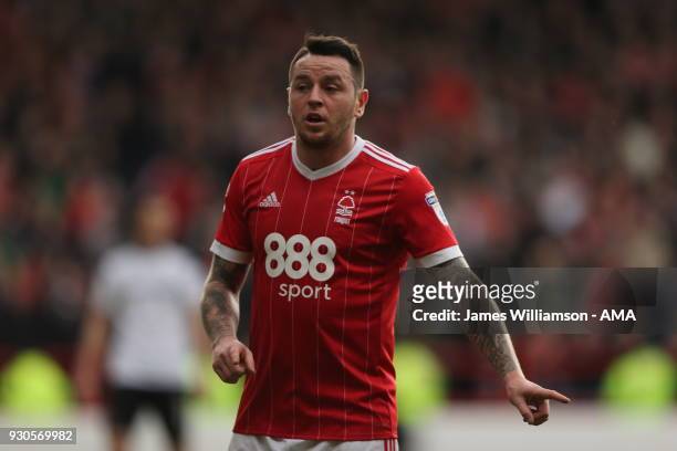 Lee Tomlin of Nottingham Forest during the Sky Bet Championship match between Nottingham Forest and Derby County at City Ground on March 11, 2018 in...