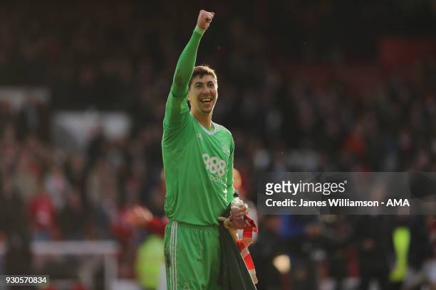 Costel Pantilimon of Nottingham Forest during the Sky Bet Championship match between Nottingham Forest and Derby County at City Ground on March 11,...