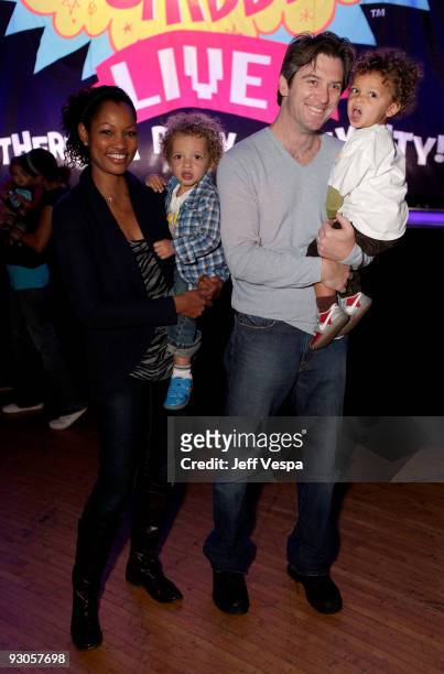 Actress Garcelle Beauvais-Nilon , son Jaid Nilon, husband Mike Nilon and son Jax Nilon attend the first ever Yo Gabba Gabba! : "There's A Party In My...