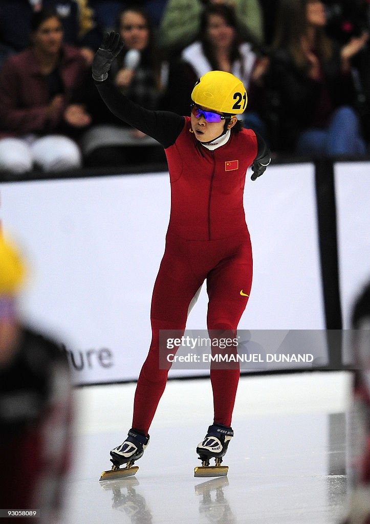 China's Wang Meng celebrates after winni