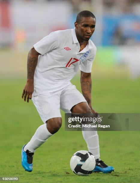 Jermain Defoe of England on the ball during the International Friendly match between Brazil and England at the Khalifa Stadium on November 14, 2009...