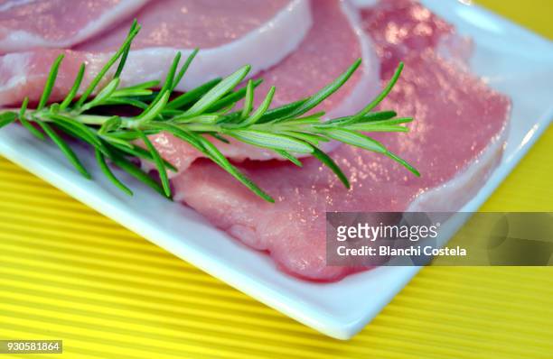 raw pork fillets with herbs - iberian pig stock pictures, royalty-free photos & images