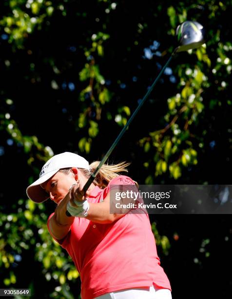 Cristie Kerr of the United States tees off the fifth hole during the third round of the Lorena Ochoa Invitational Presented by Banamex and Corona at...