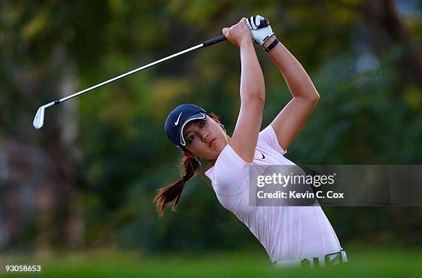 Michelle Wie of the United States tees off the 17th hole during the third round of the Lorena Ochoa Invitational Presented by Banamex and Corona at...