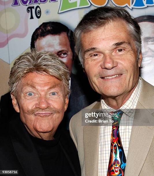 Fred Willard and Rip Taylor attend "Celebration Of Caring: A Toast To Rowan & Martin's Laugh-In" at Universal Hilton Hotel on November 14, 2009 in...