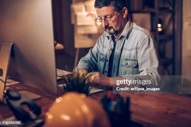 experienced and creative - man business hipster dark smile stock pictures, royalty-free photos & images