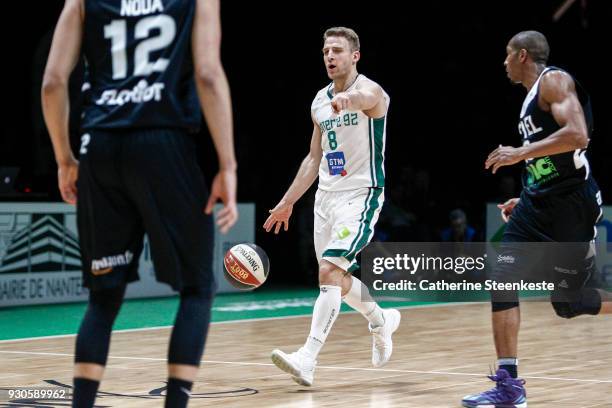 Heiko Schaffartzik of Nanterre 92 is calling a play during the Jeep ELITE match between Nanterre 92 and Asvel Lyon Villeurbanne at U Arena on March...