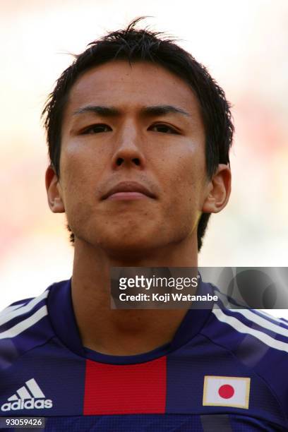 Makoto Hasebe of Japan looks on the international friendly match between South Africa and Japan at the Nelson Mandela Bay Stadium on November 14,...