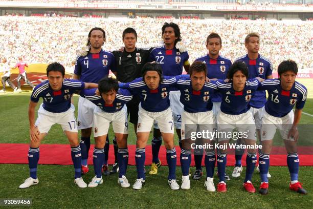 Japan team pose before the start of the international friendly match between South Africa and Japan at the Nelson Mandela Bay Stadium on November 14,...