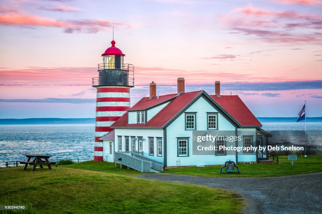 West Quoddy Lighthouse at Sunset in Lubec Maine